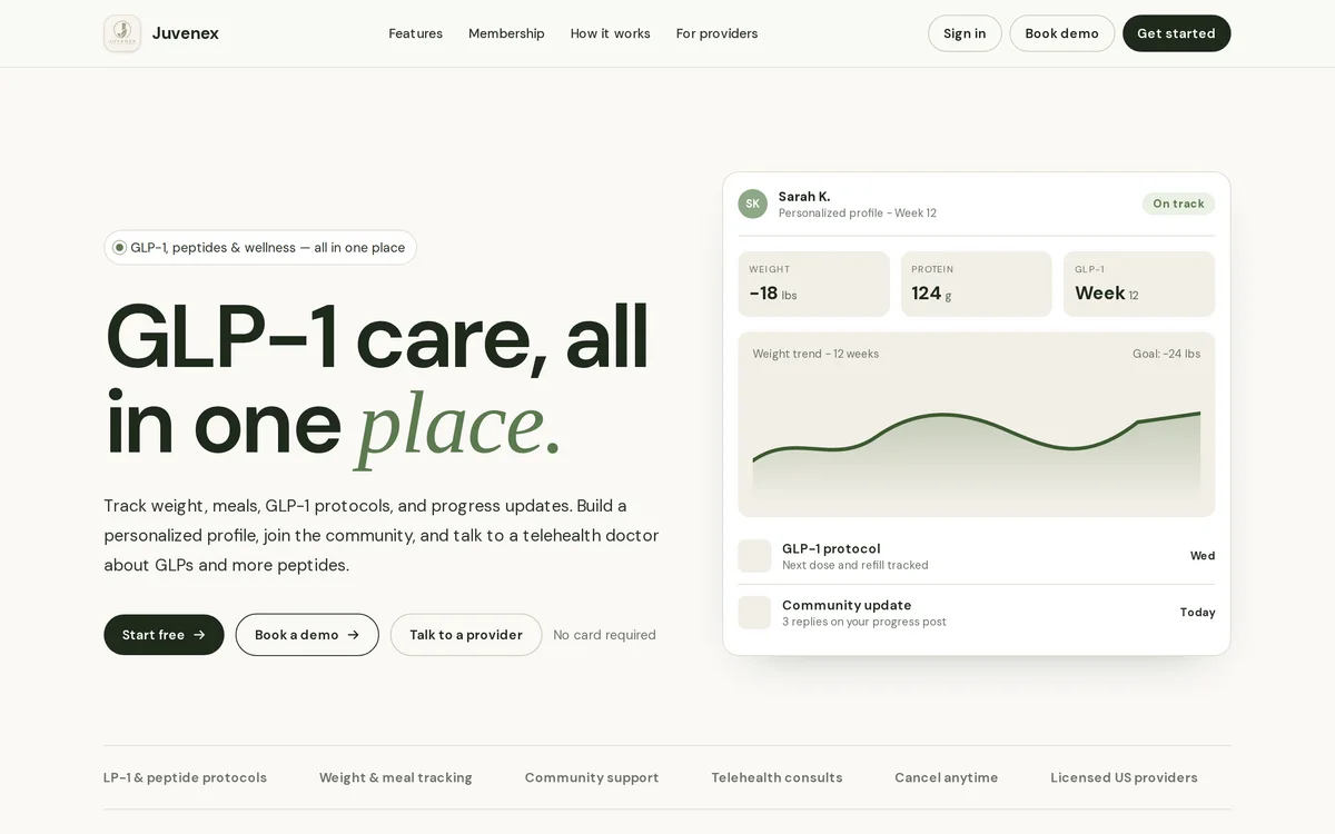 Juvenex: GLP-1 care all in one place with a personalized progress profile